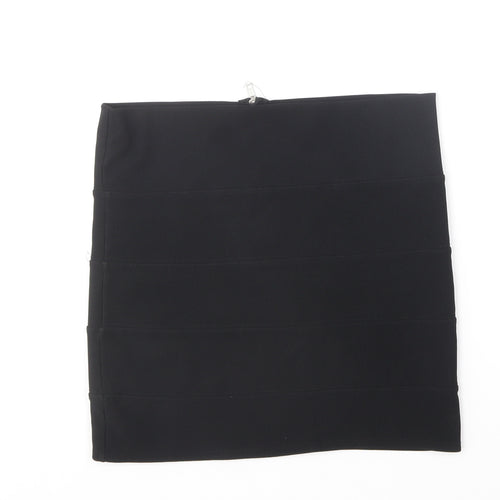 Preworn Womens Black Polyester Mini Skirt Size 14