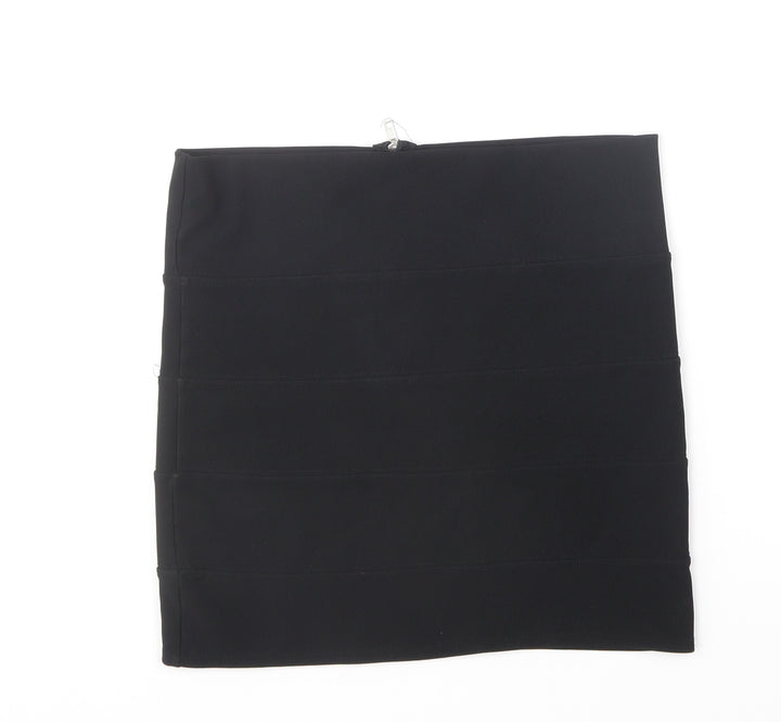 Preworn Womens Black Polyester Mini Skirt Size 14