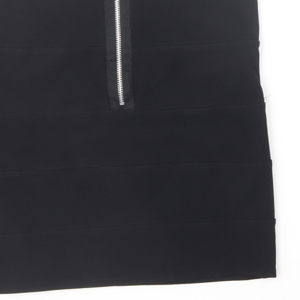 Preworn Womens Black Polyester Mini Skirt Size 14