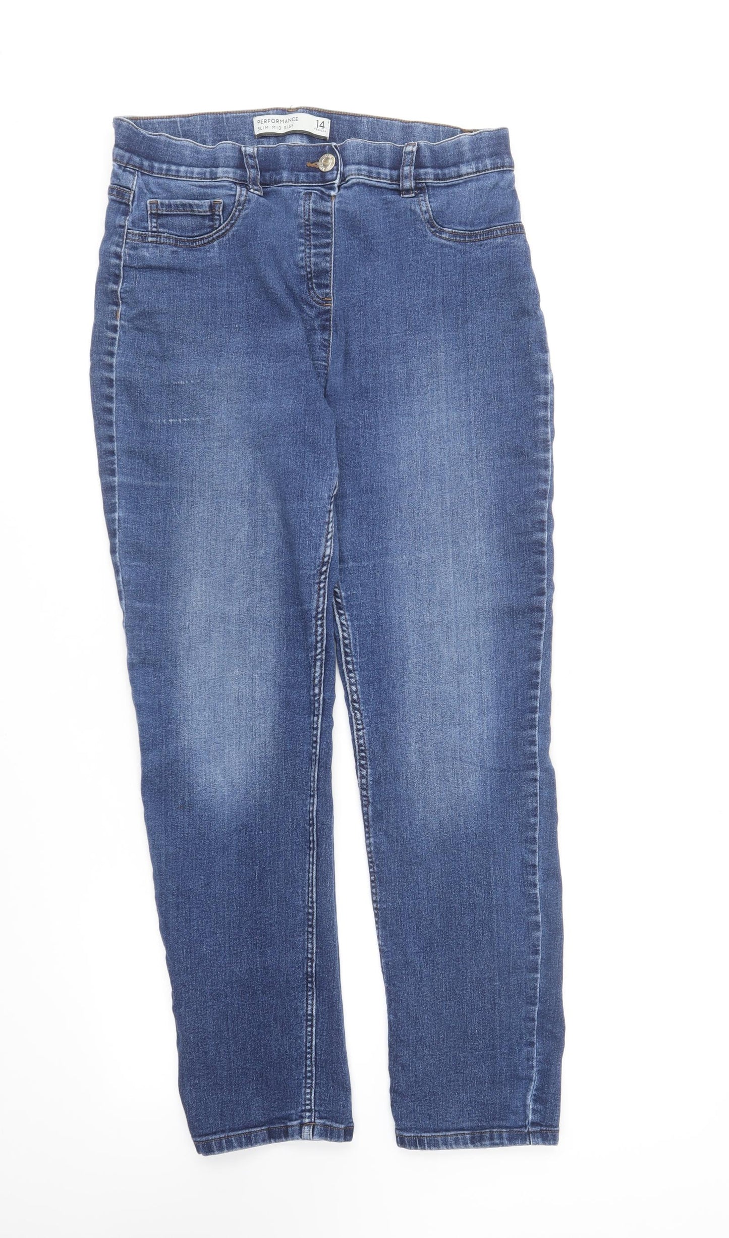 NEXT Womens Blue Cotton Skinny Jeans Size 14 L28 in Regular