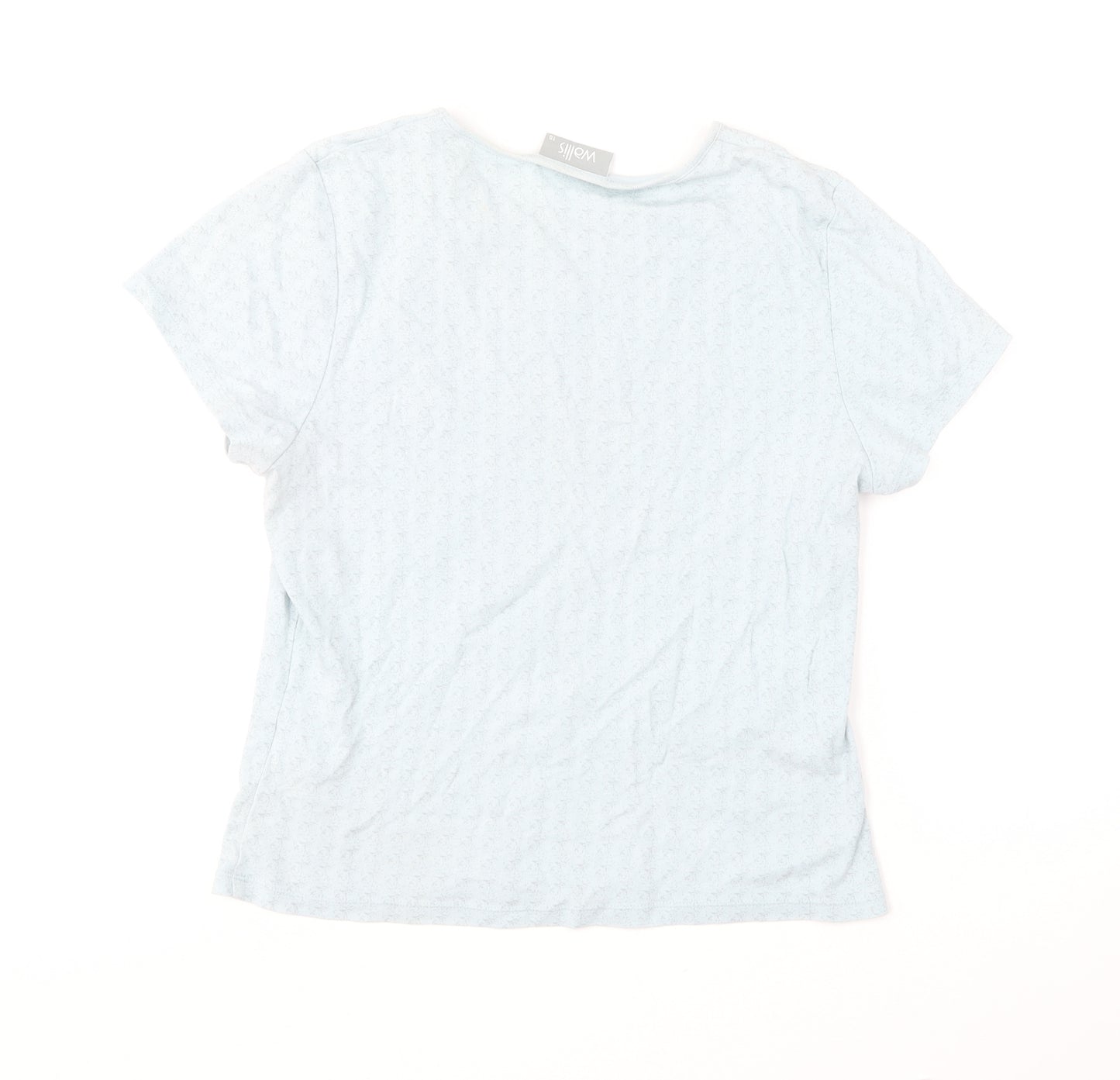 Wallis Womens Blue Cotton Basic T-Shirt Size 16 Round Neck