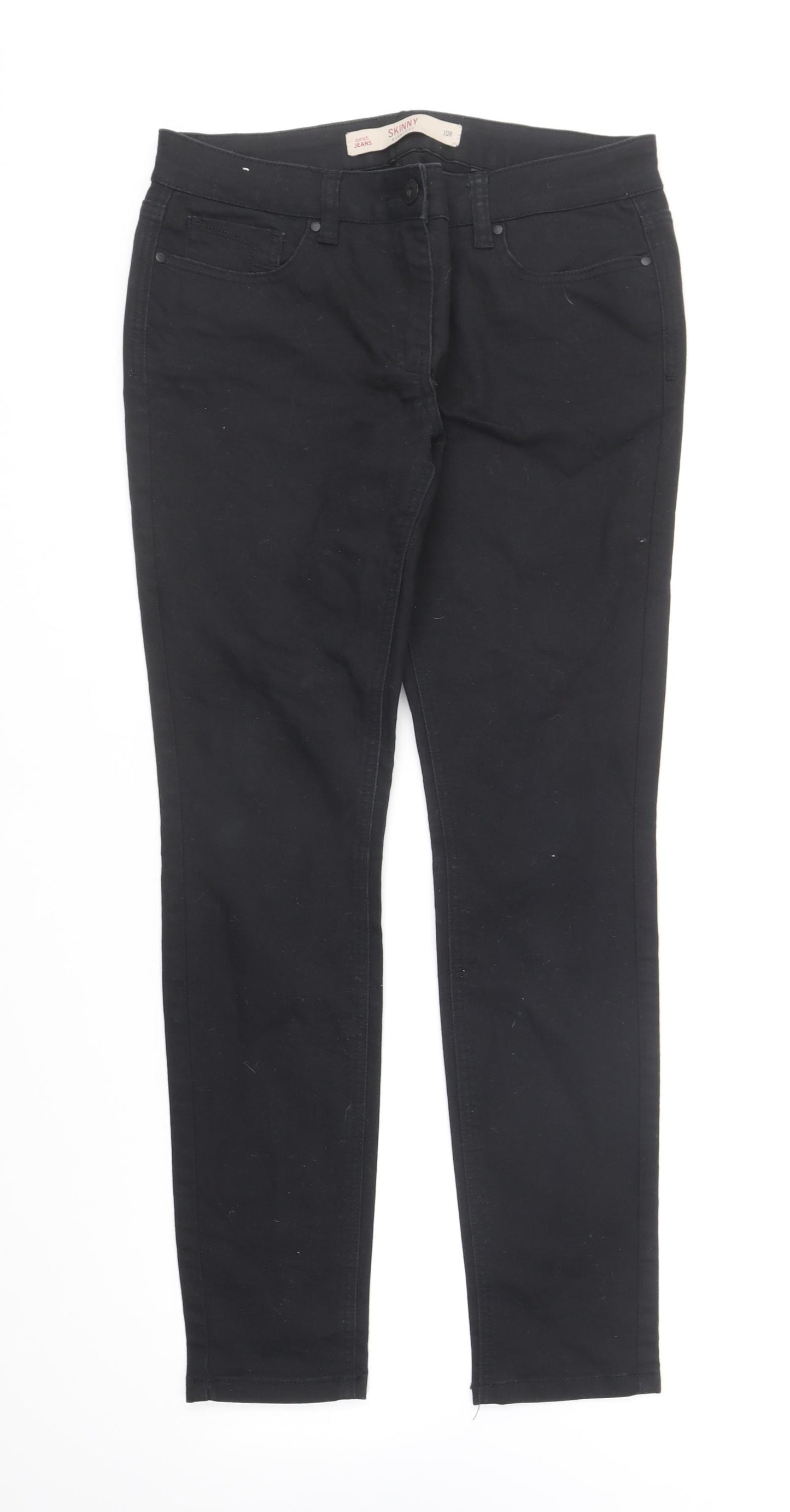 NEXT Womens Black Cotton Skinny Jeans Size 10 L28 in Regular