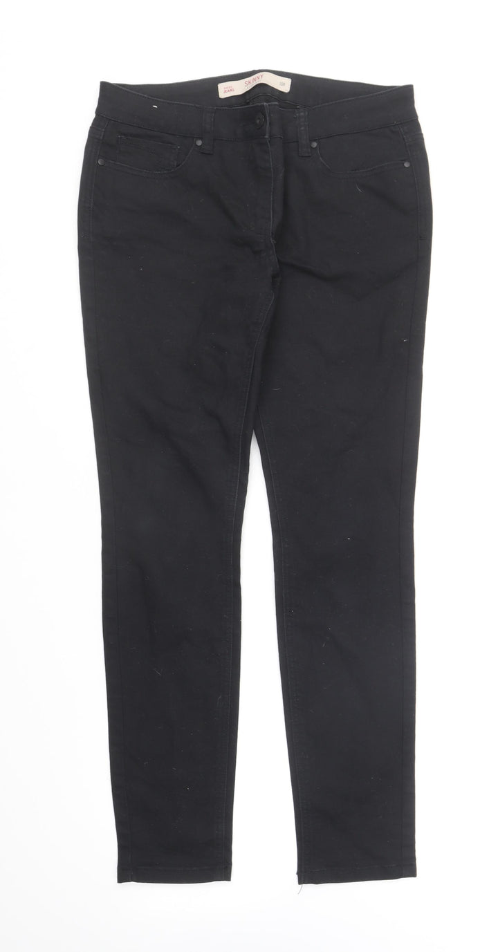 NEXT Womens Black Cotton Skinny Jeans Size 10 L28 in Regular