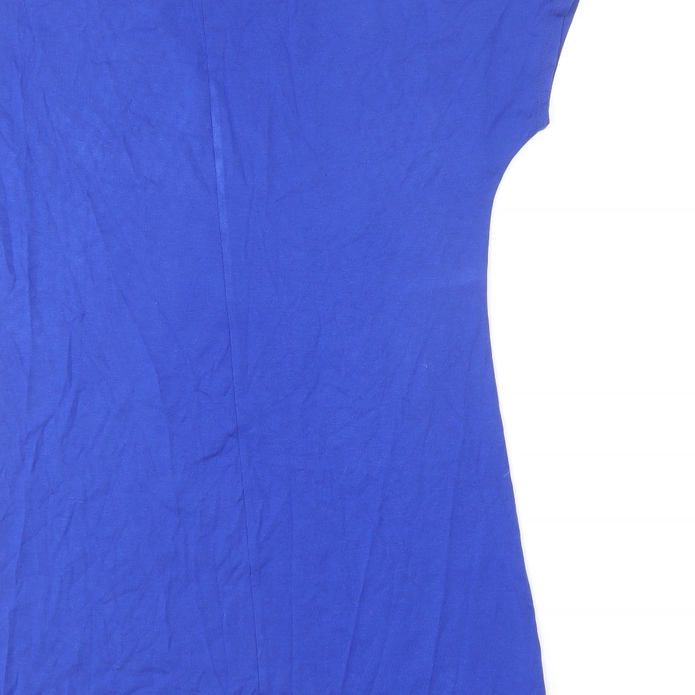 Grace Womens Blue Cotton Basic T-Shirt Size 8 Round Neck - Open shoulder