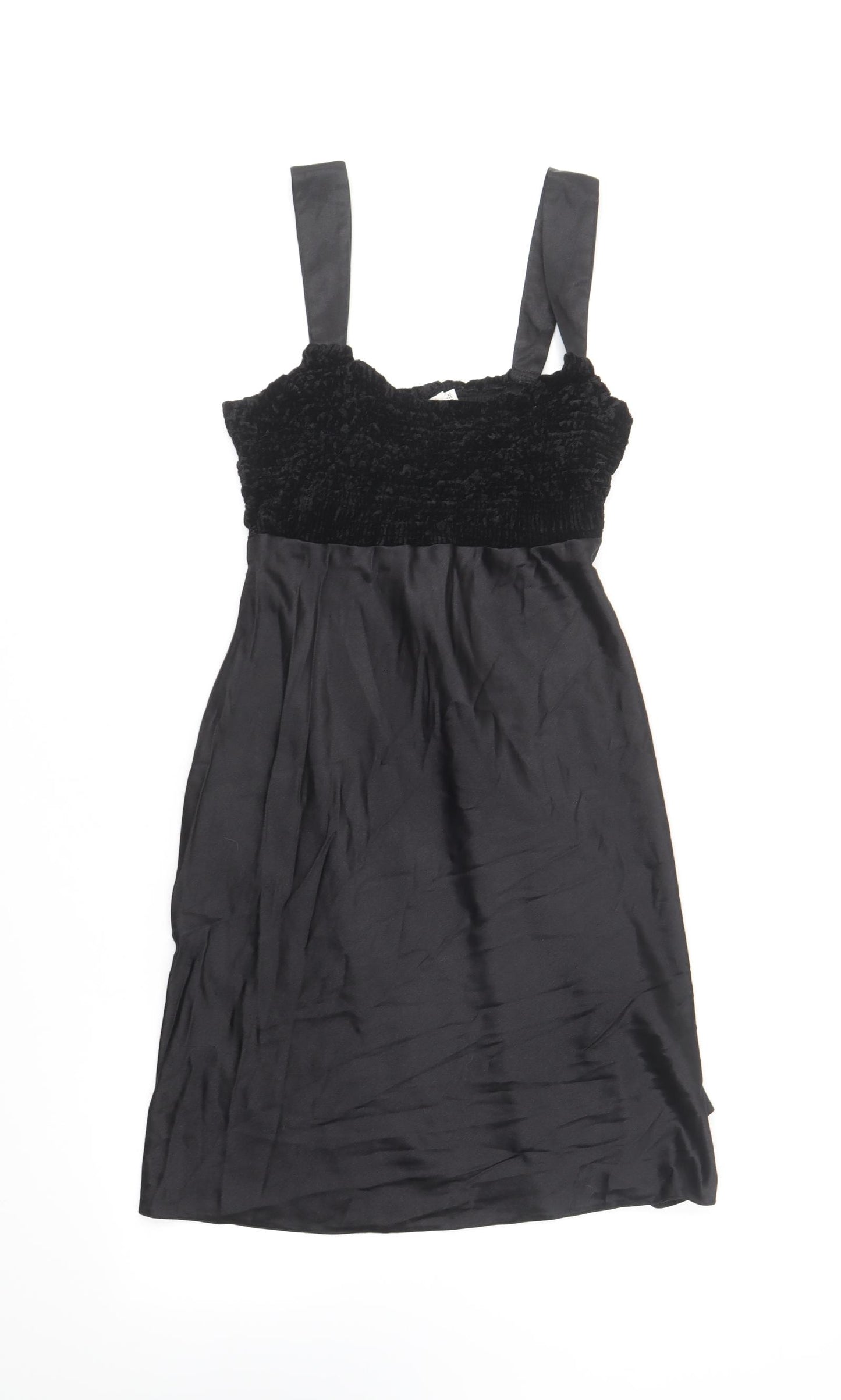 Charlotte Halton Womens Black Viscose Skater Dress Size 12 Square Neck