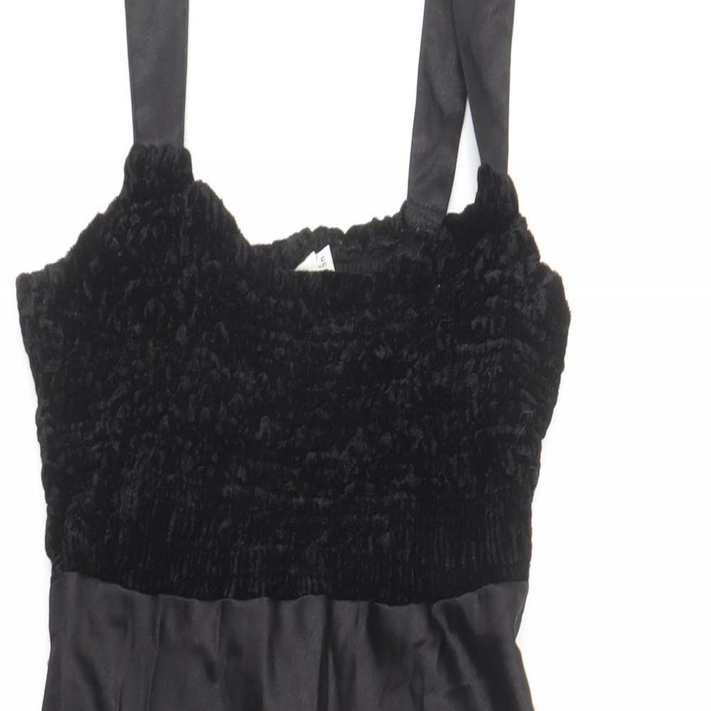 Charlotte Halton Womens Black Viscose Skater Dress Size 12 Square Neck