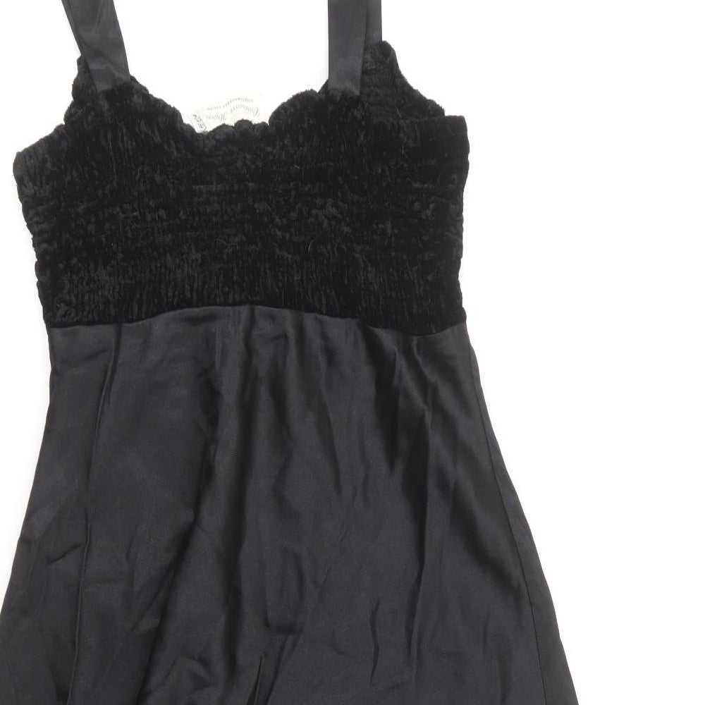 Charlotte Halton Womens Black Viscose Skater Dress Size 12 Square Neck