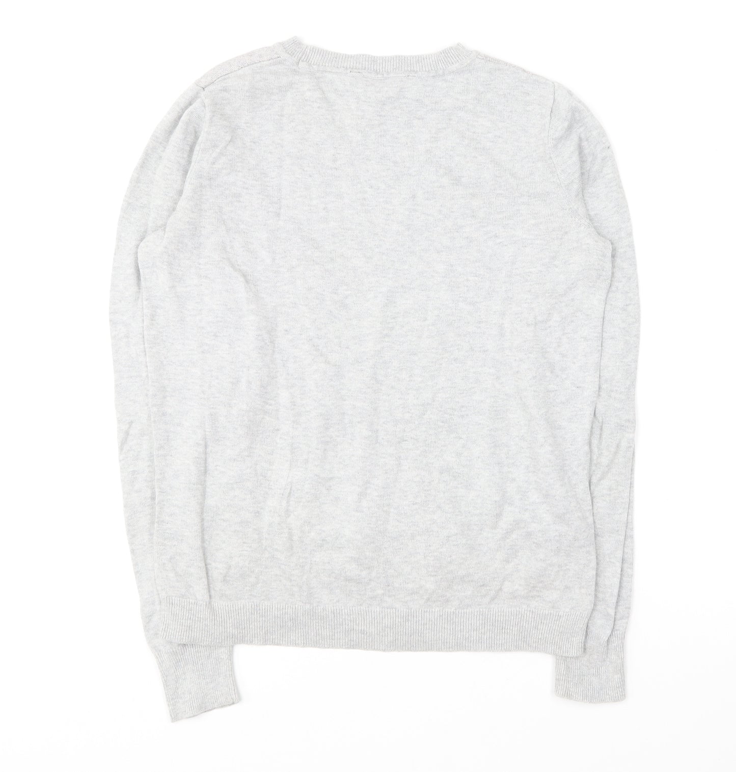 Dorothy Perkins Womens Grey Crew Neck Floral Cotton Pullover Jumper Size 10
