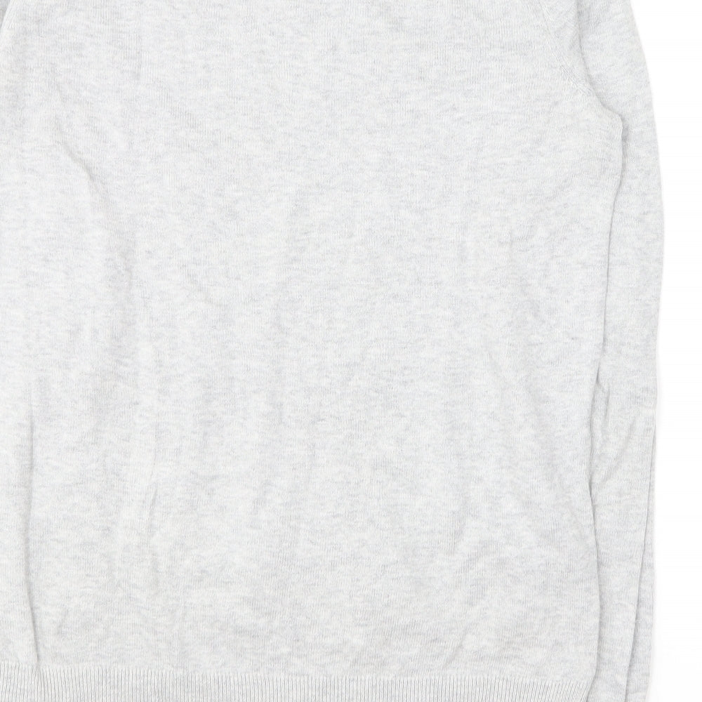 Dorothy Perkins Womens Grey Crew Neck Floral Cotton Pullover Jumper Size 10