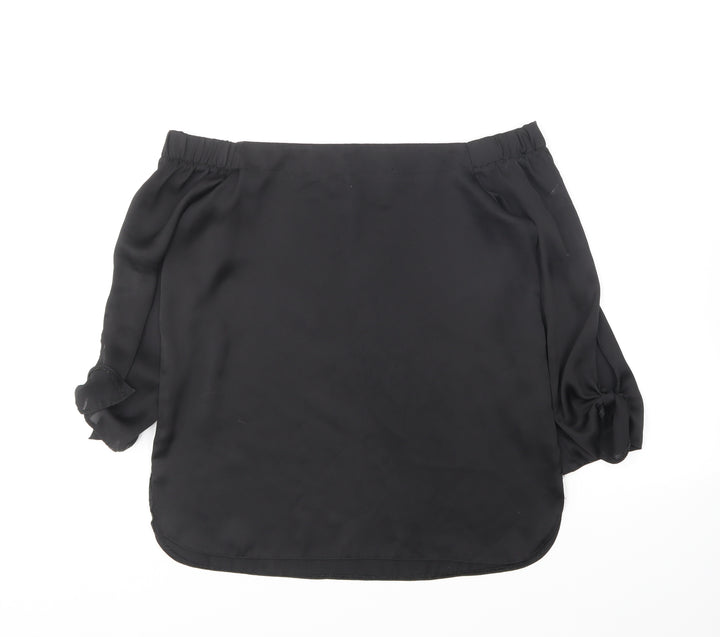 New Look Womens Black Polyester Basic Blouse Size 10 Off the Shoulder