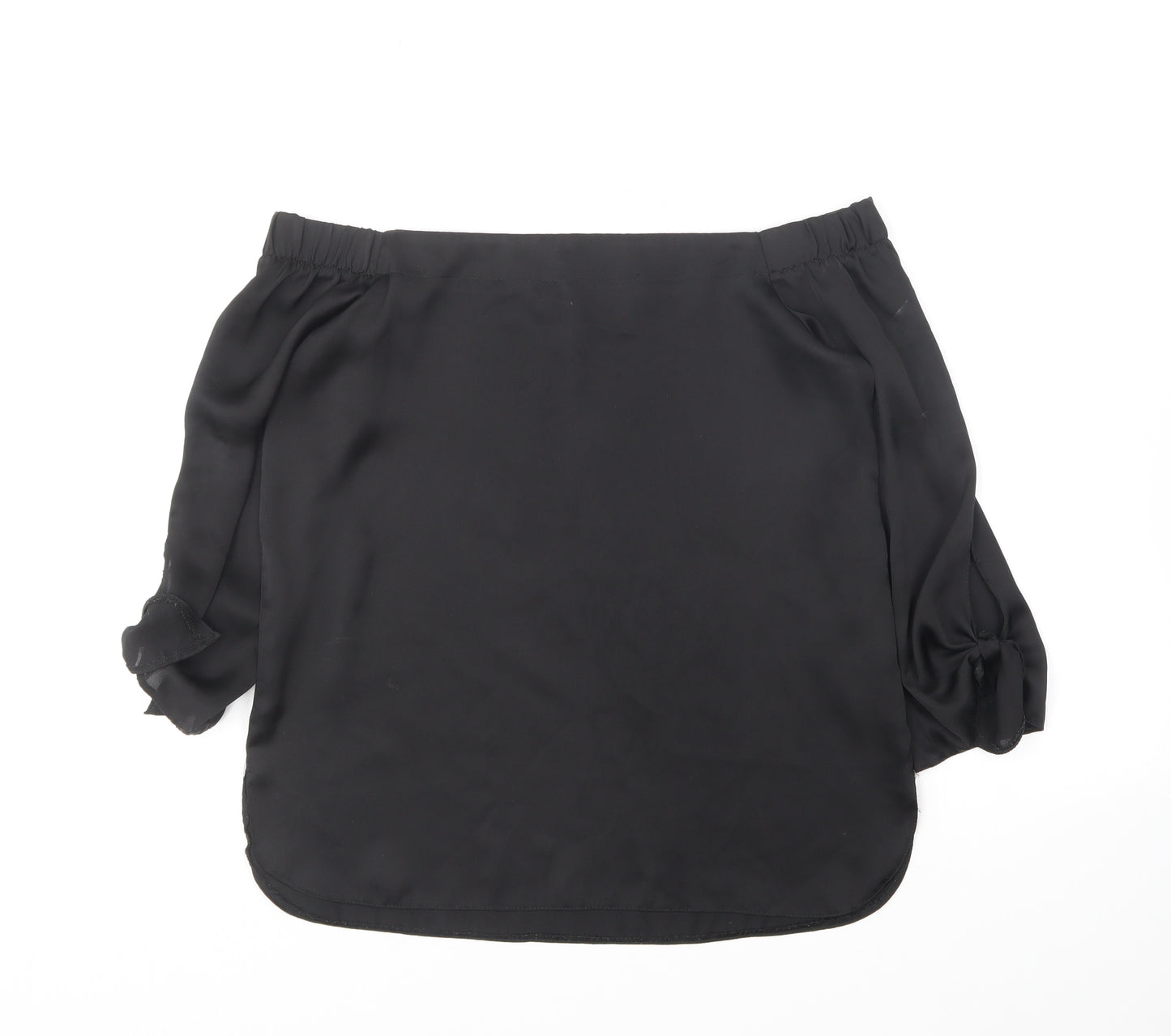 New Look Womens Black Polyester Basic Blouse Size 10 Off the Shoulder