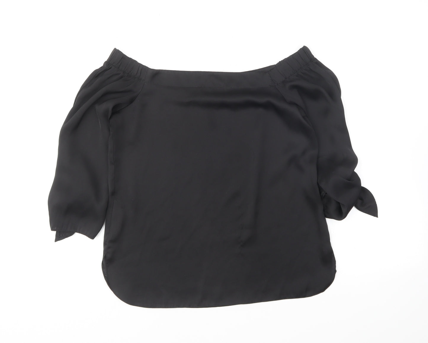 New Look Womens Black Polyester Basic Blouse Size 10 Off the Shoulder