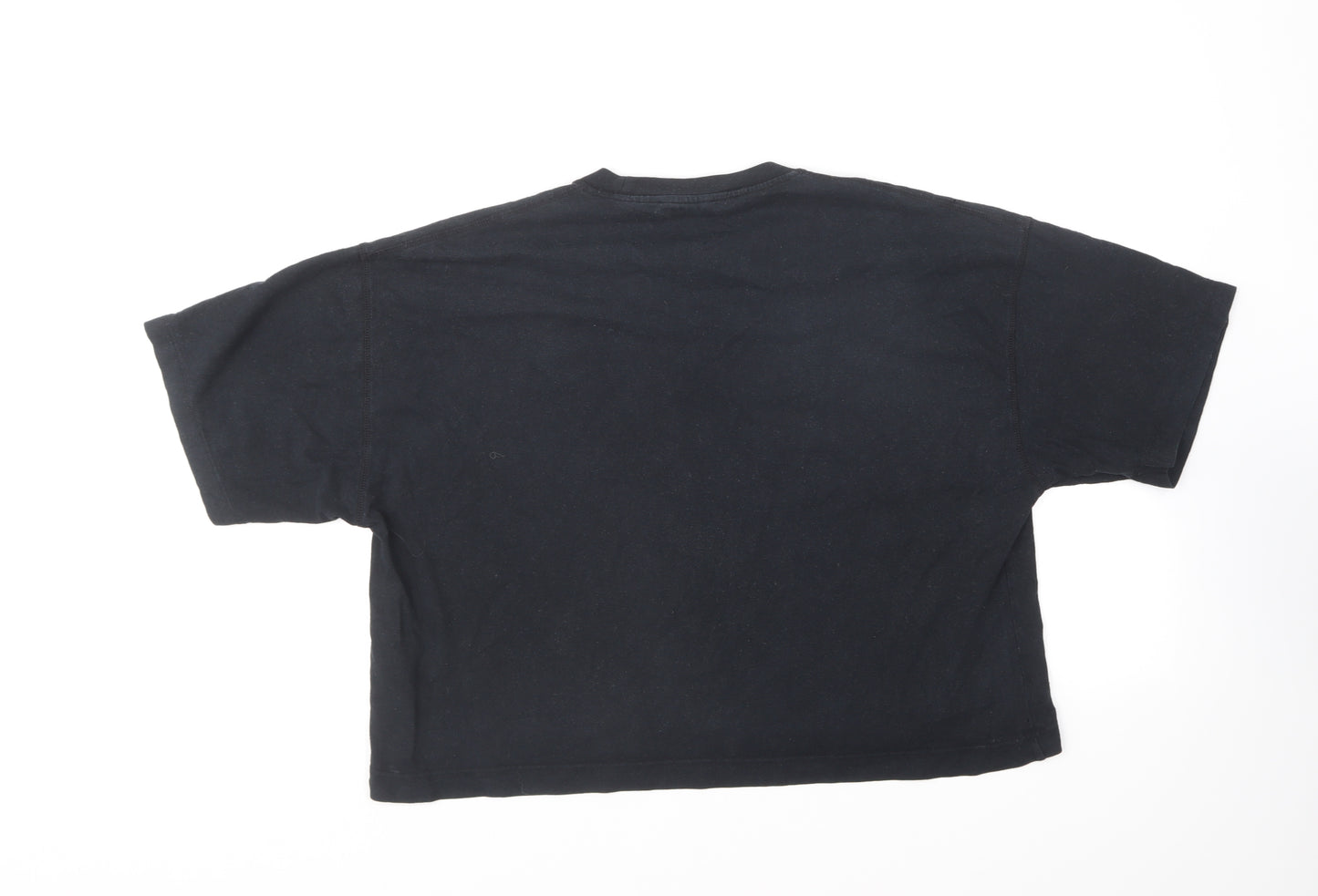 Topshop Womens Black Polyester Cropped T-Shirt Size M Round Neck - Living my best life.