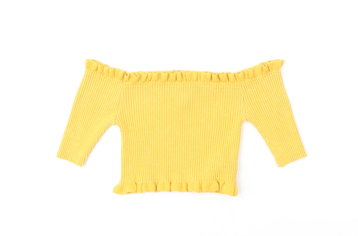 New Look Girls Yellow Off the Shoulder Acrylic Pullover Jumper Size 12-13 Years