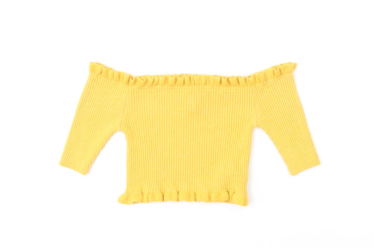 New Look Girls Yellow Off the Shoulder Acrylic Pullover Jumper Size 12-13 Years