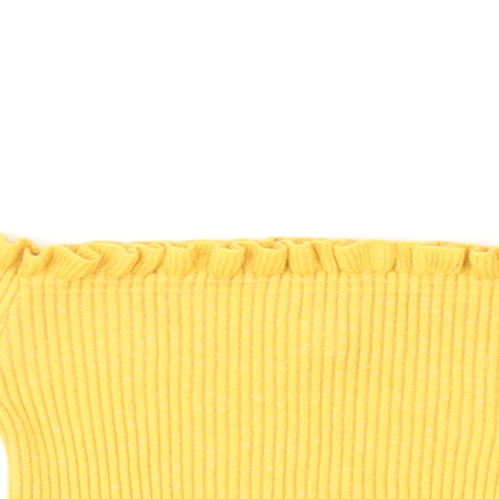 New Look Girls Yellow Off the Shoulder Acrylic Pullover Jumper Size 12-13 Years