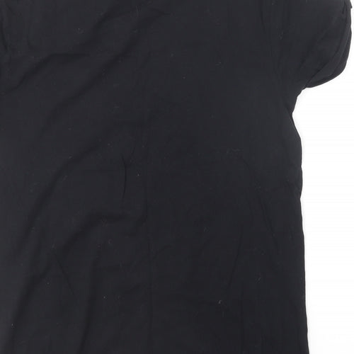 New Look Womens Black Cotton Basic T-Shirt Size 10 Round Neck