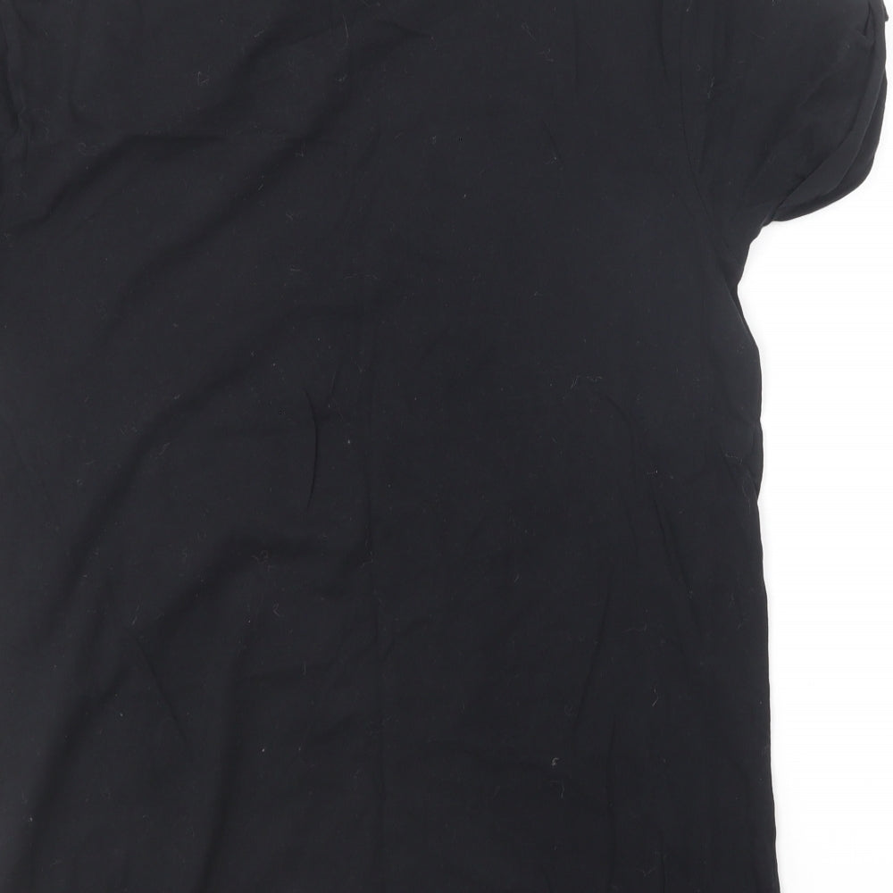 New Look Womens Black Cotton Basic T-Shirt Size 10 Round Neck