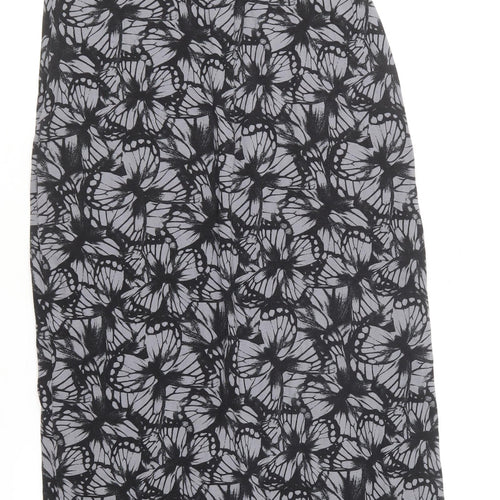 F&F Womens Grey Floral Viscose Bodycon Size 12 Round Neck