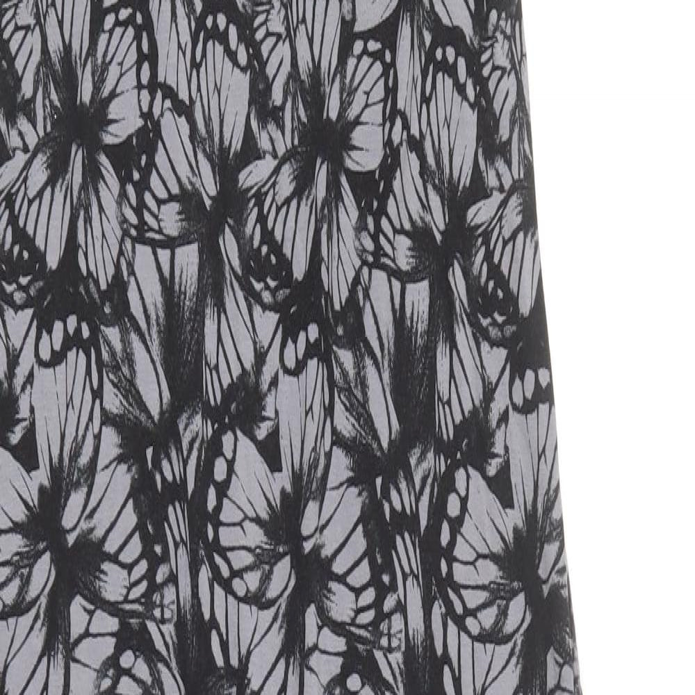 F&F Womens Grey Floral Viscose Bodycon Size 12 Round Neck