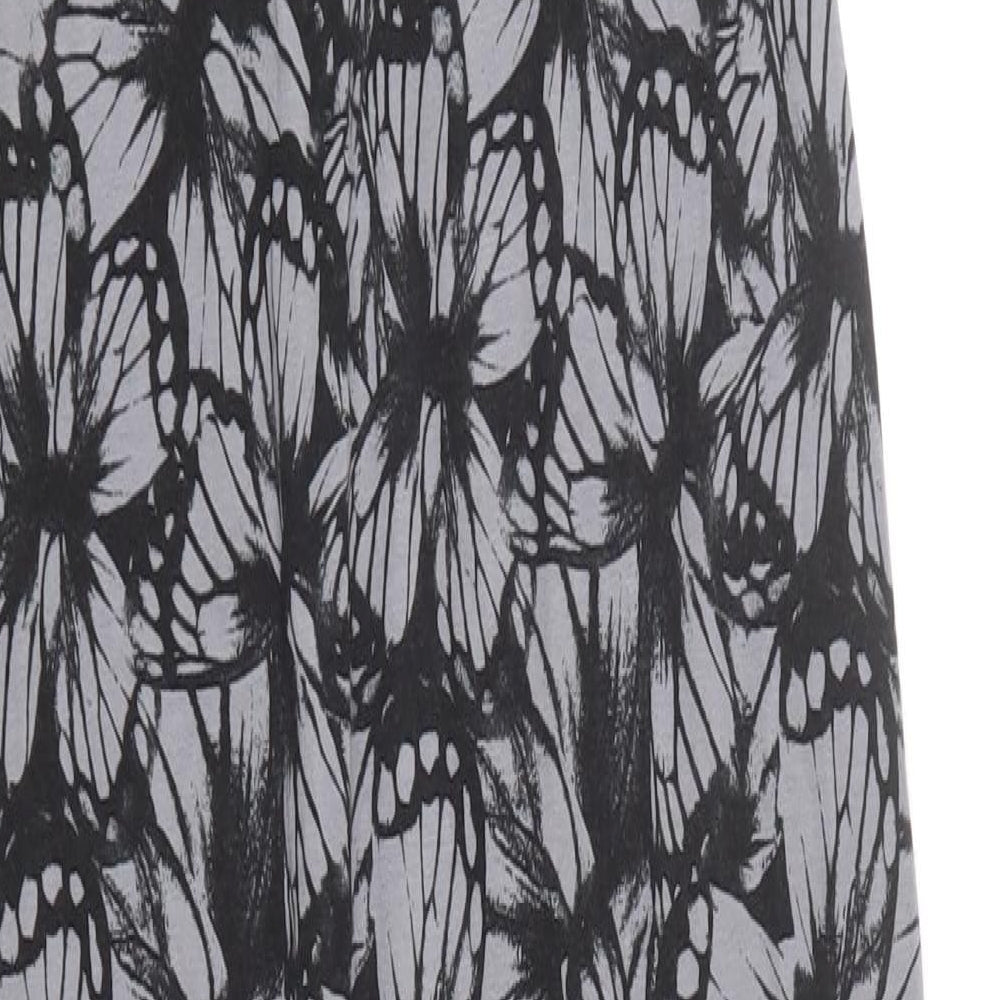 F&F Womens Grey Floral Viscose Bodycon Size 12 Round Neck