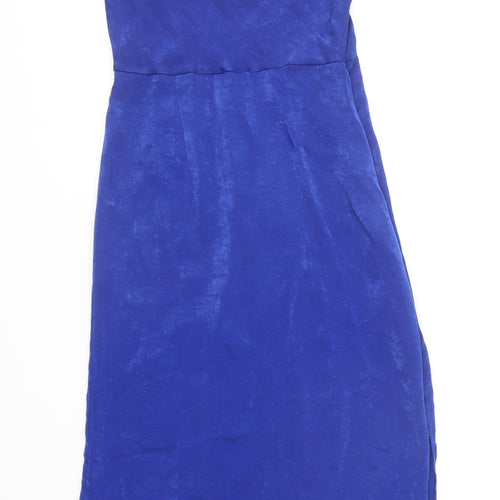 Primark Womens Blue Polyester Slip Dress Size 4 Square Neck