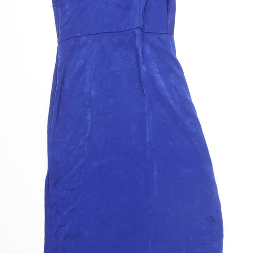 Primark Womens Blue Polyester Slip Dress Size 4 Square Neck