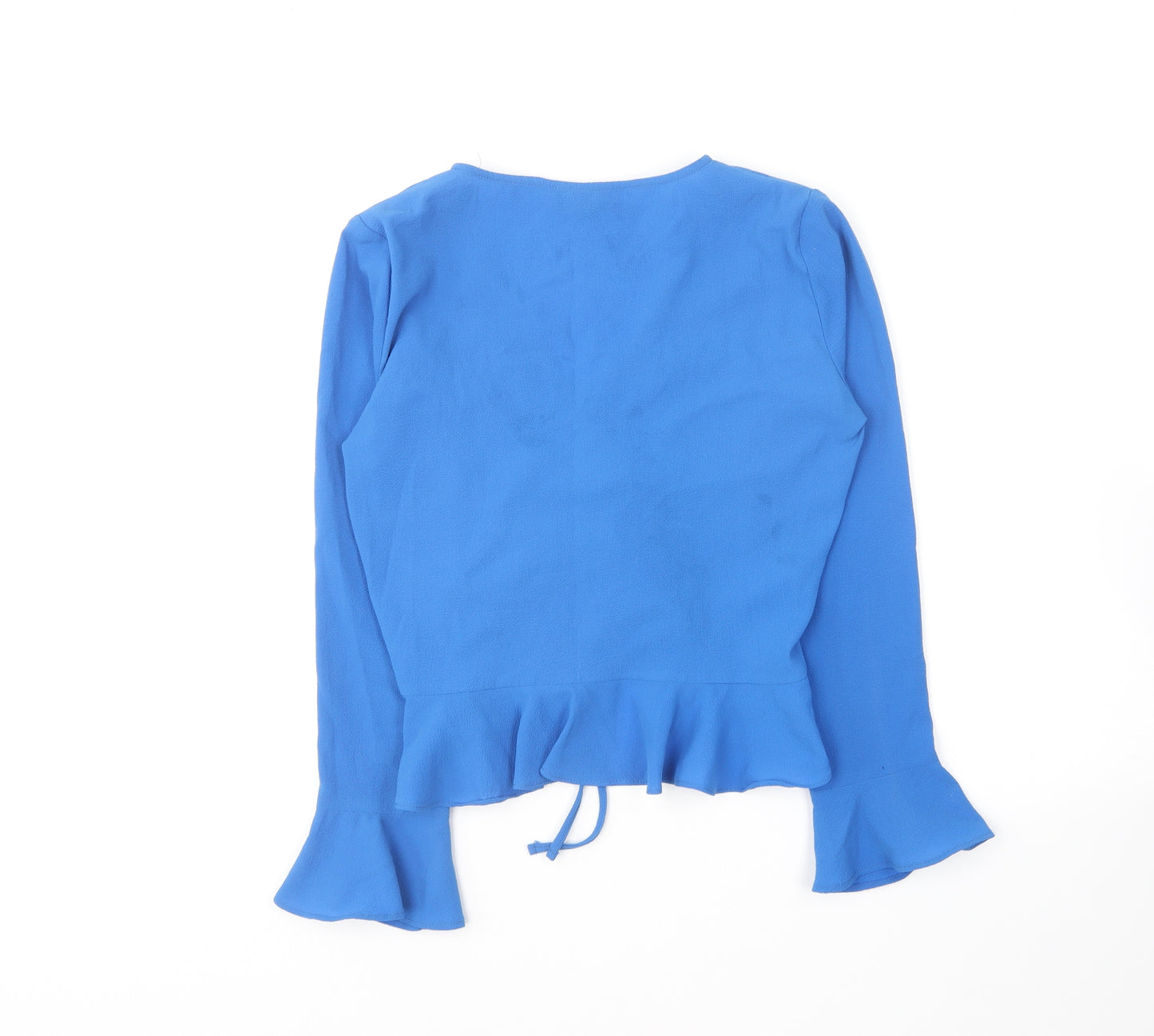 Topshop Womens Blue Polyester Basic Blouse Size 6 V-Neck