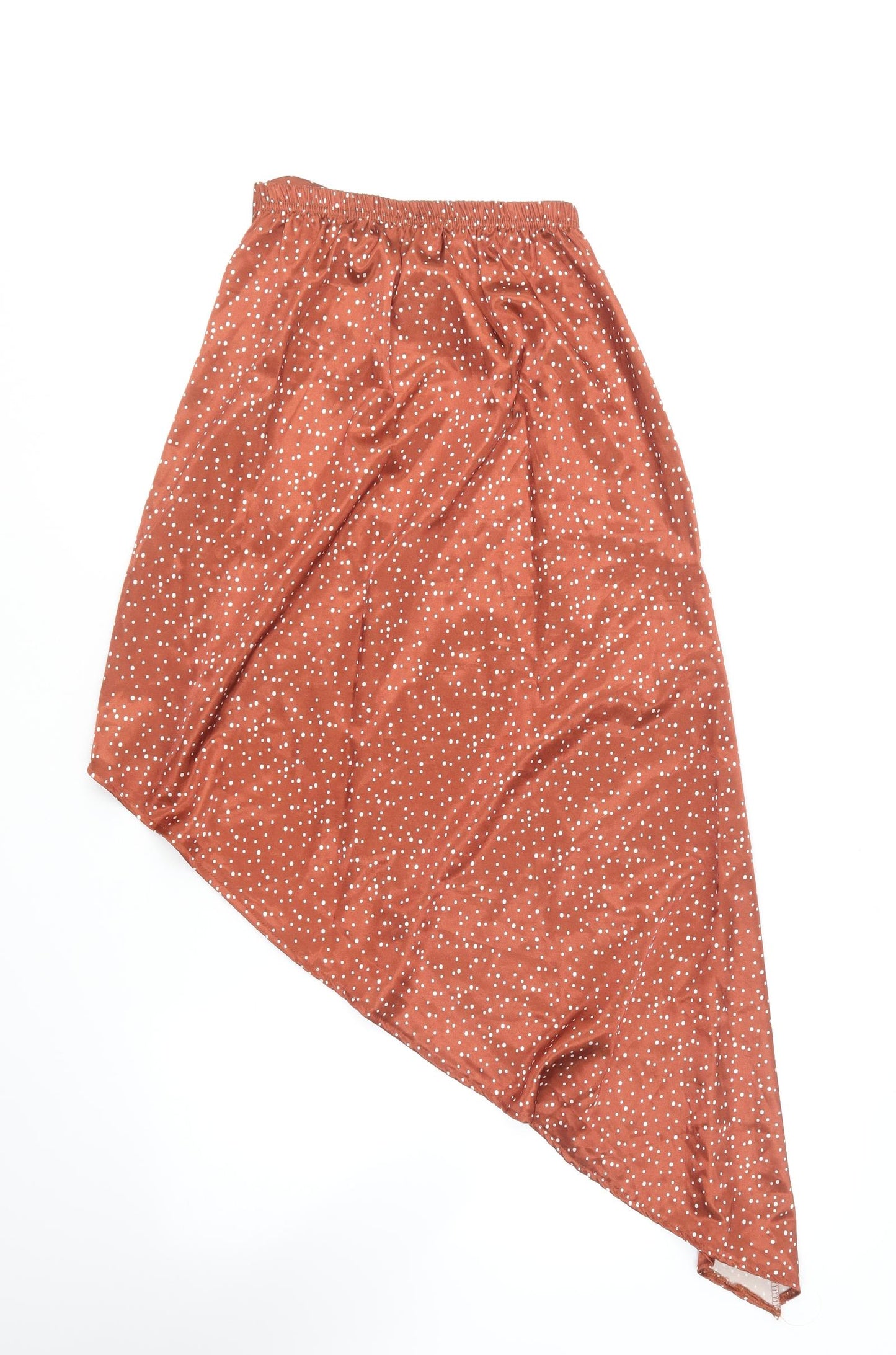 PRETTYLITTLETHING Womens Brown Polka Dot Polyester Wrap Skirt Size 4