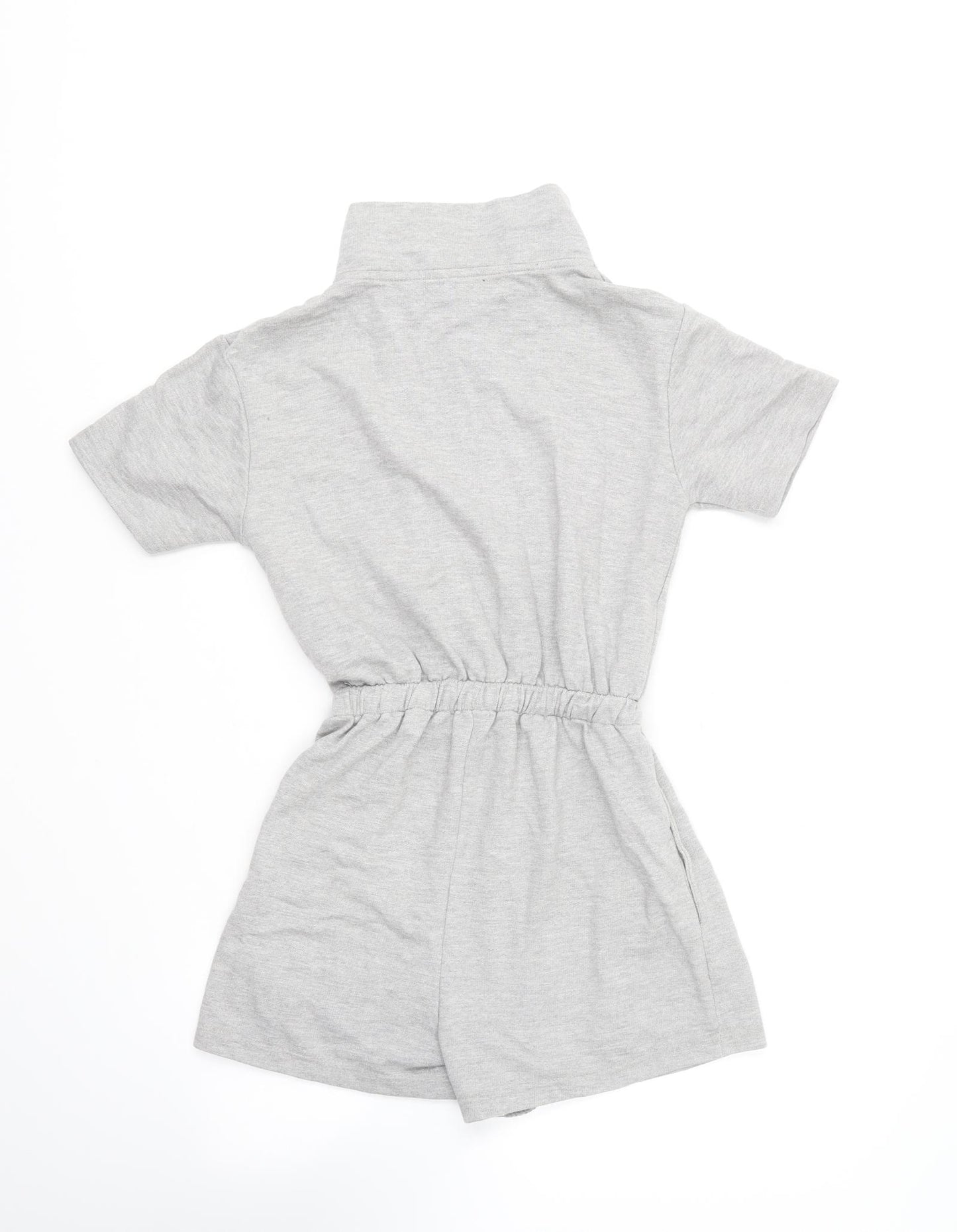 PRETTYLITTLETHING Womens Grey Cotton Playsuit One-Piece Size 4 Zip