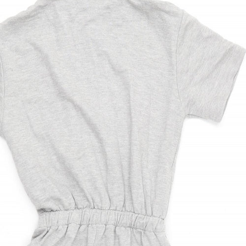 PRETTYLITTLETHING Womens Grey Cotton Playsuit One-Piece Size 4 Zip