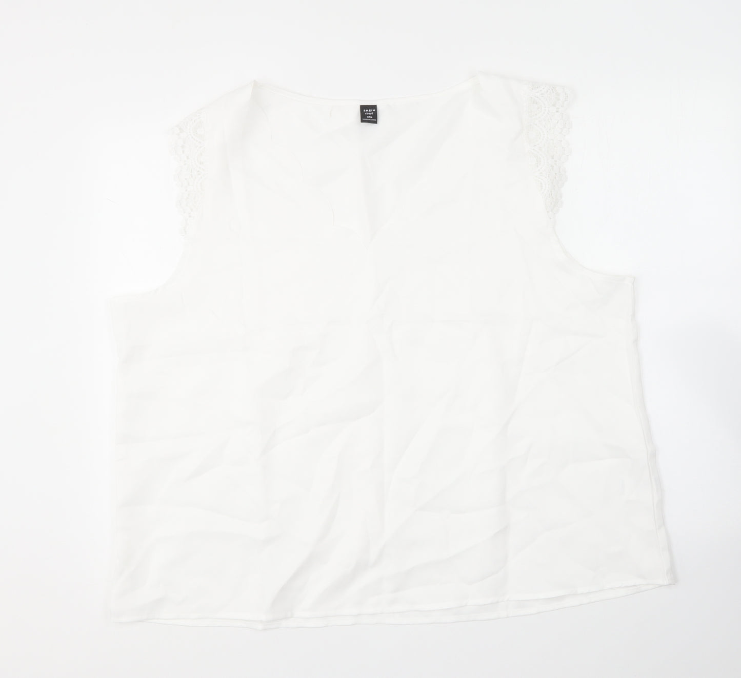SheIn Womens White Polyester Basic Blouse Size 3XL Scoop Neck
