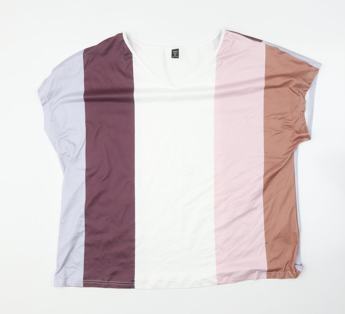 SheIn Womens Multicoloured Polyester Basic T-Shirt Size 3XL Round Neck