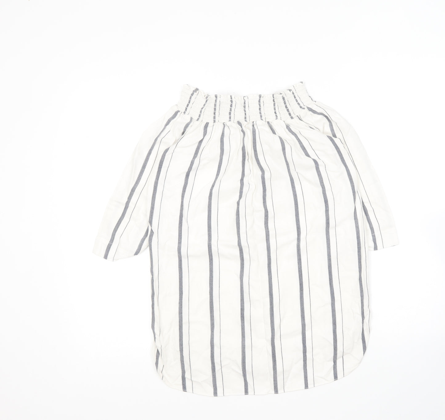 River Island Womens Ivory Striped Viscose Basic Blouse Size 6 Off the Shoulder