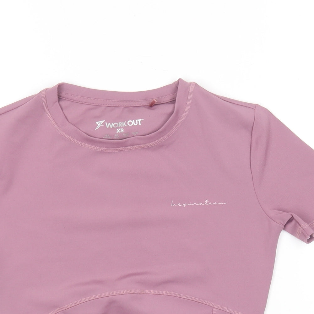 Primark Womens Pink Polyester Basic T-Shirt Size 6 Round Neck