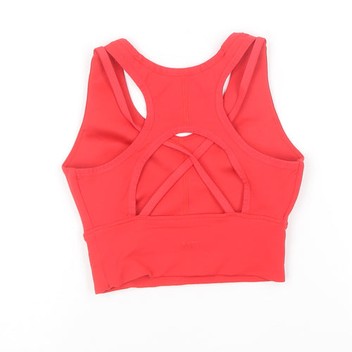 Myprotein Womens Red Nylon Cropped T-Shirt Size XS V-Neck - Sports Bra