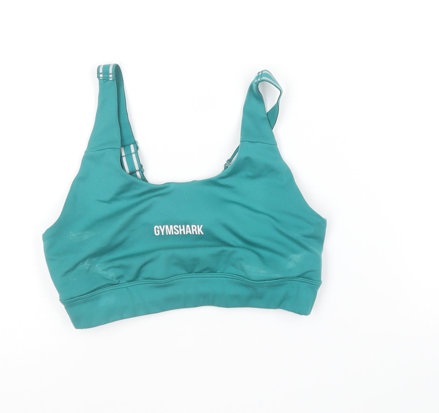 Gymshark Womens Green Polyester Cropped T-Shirt Size XS V-Neck