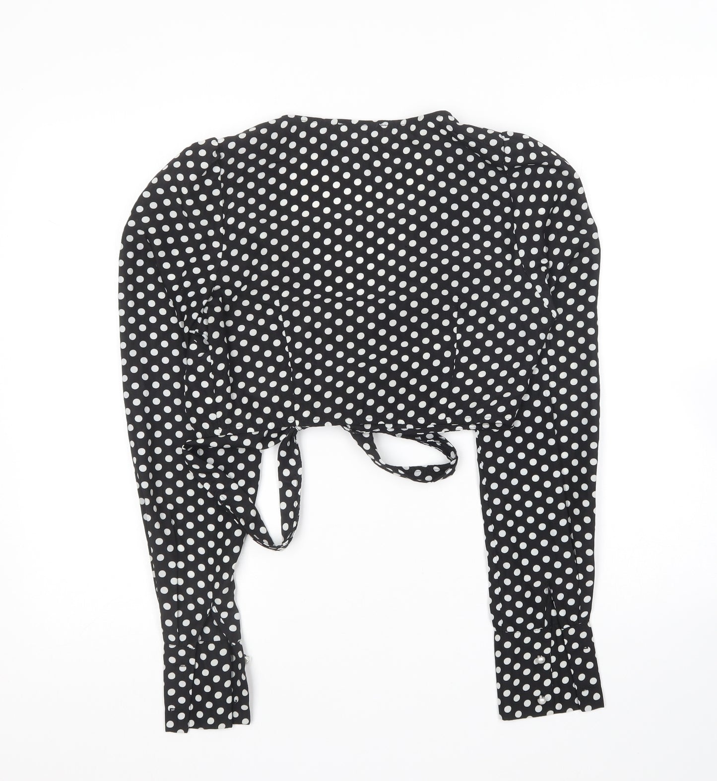 In the Style Womens Black Polka Dot Polyester Basic Blouse Size 6 V-Neck
