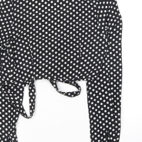 In the Style Womens Black Polka Dot Polyester Basic Blouse Size 6 V-Neck