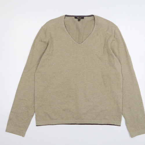Monsoon Womens Beige V-Neck Cotton Pullover Jumper Size L