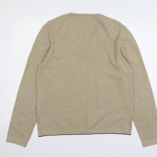 Monsoon Womens Beige V-Neck Cotton Pullover Jumper Size L