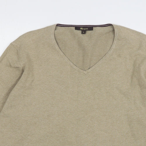 Monsoon Womens Beige V-Neck Cotton Pullover Jumper Size L