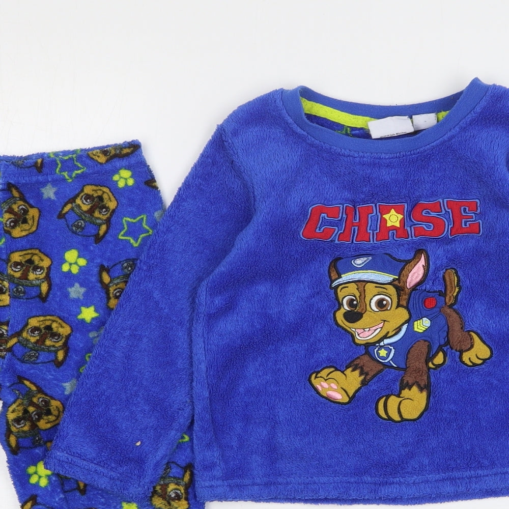 Primark Boys Blue Geometric Polyester Pyjama Set Size 4-5 Years - Paw Patrol