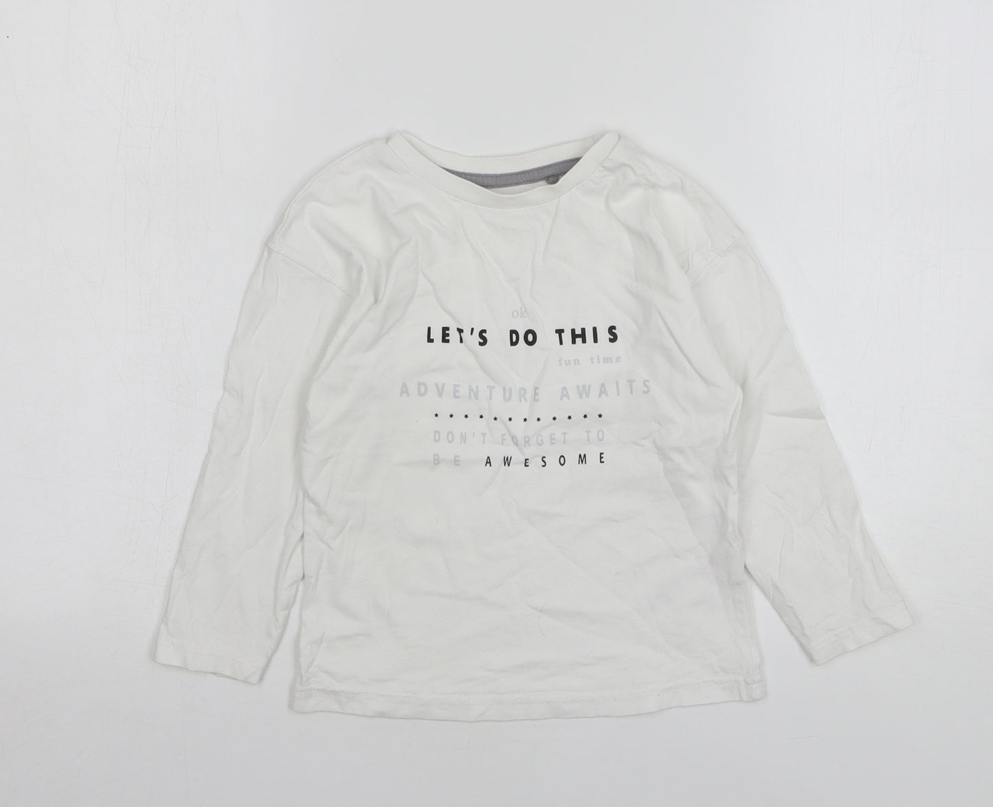 George Boys White Cotton Basic T-Shirt Size 4-5 Years Round Neck