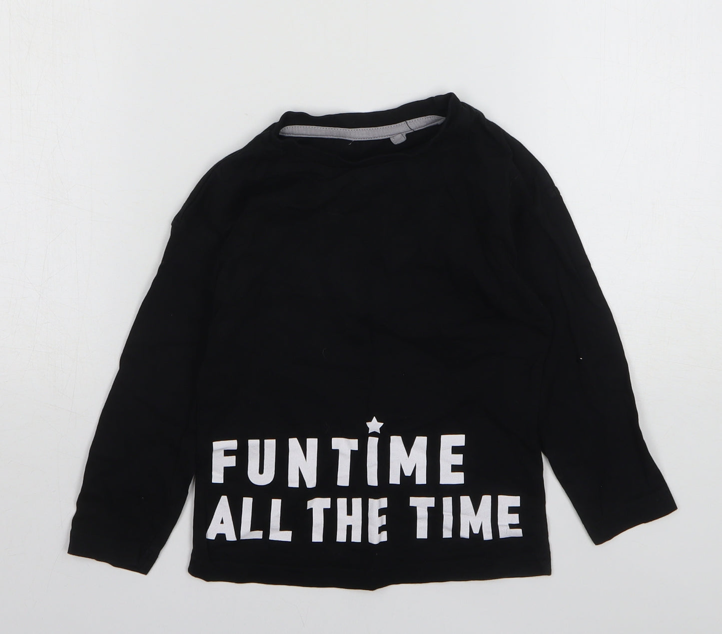 George Boys Black Cotton Basic T-Shirt Size 4-5 Years Round Neck