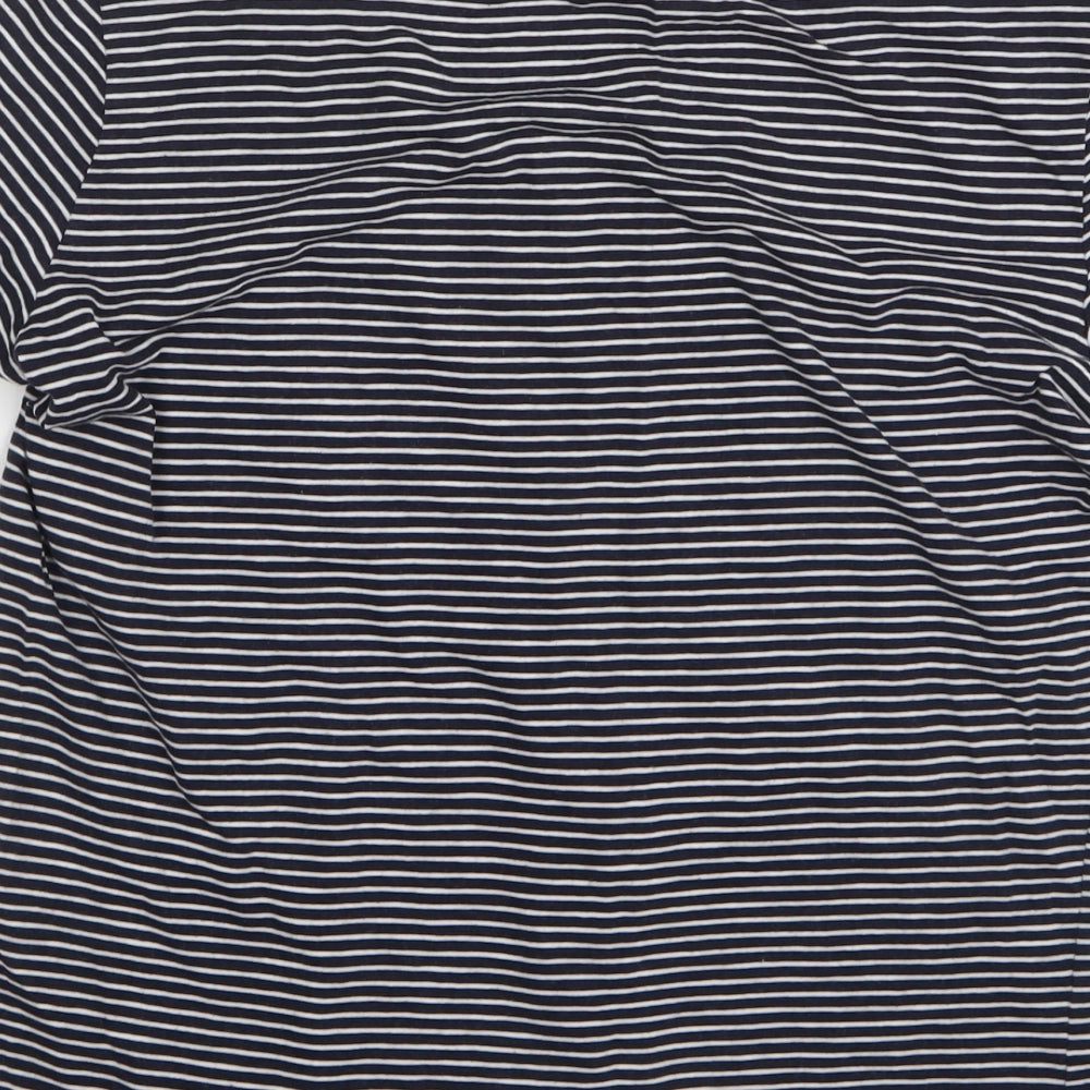 H&M Womens Black Striped Cotton Basic T-Shirt Size S Round Neck