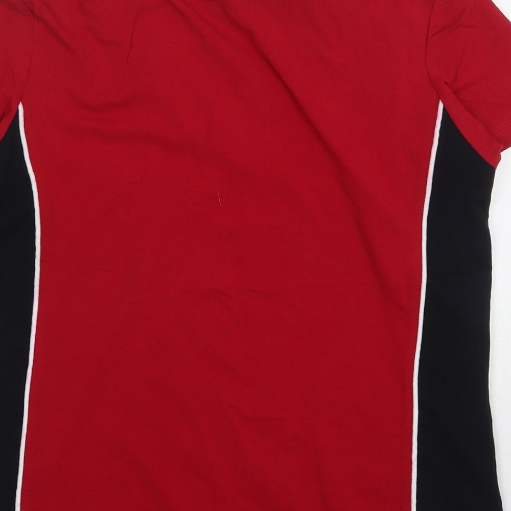Welsh Rugby Union Womens Red Cotton Basic T-Shirt Size 12 V-Neck
