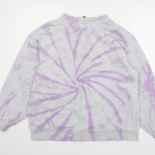 H&M Womens Grey Geometric Cotton Pullover Sweatshirt Size M