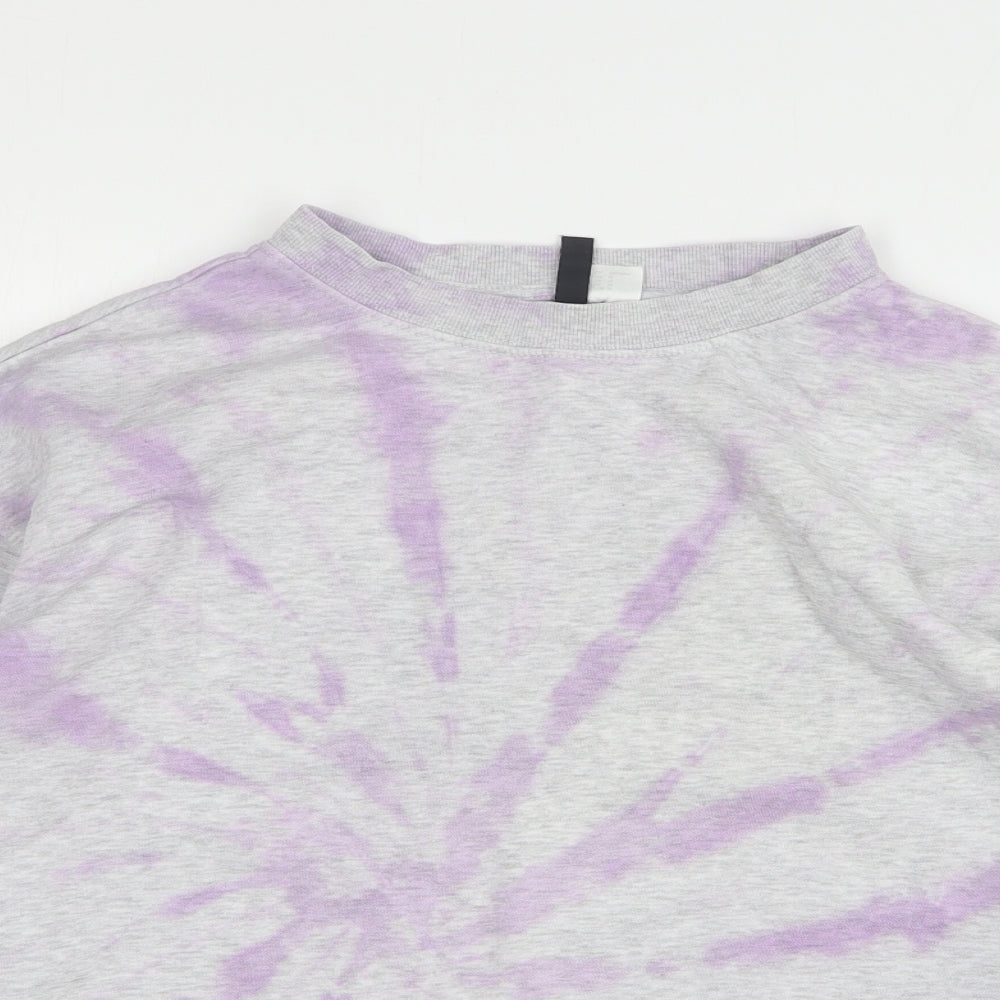 H&M Womens Grey Geometric Cotton Pullover Sweatshirt Size M