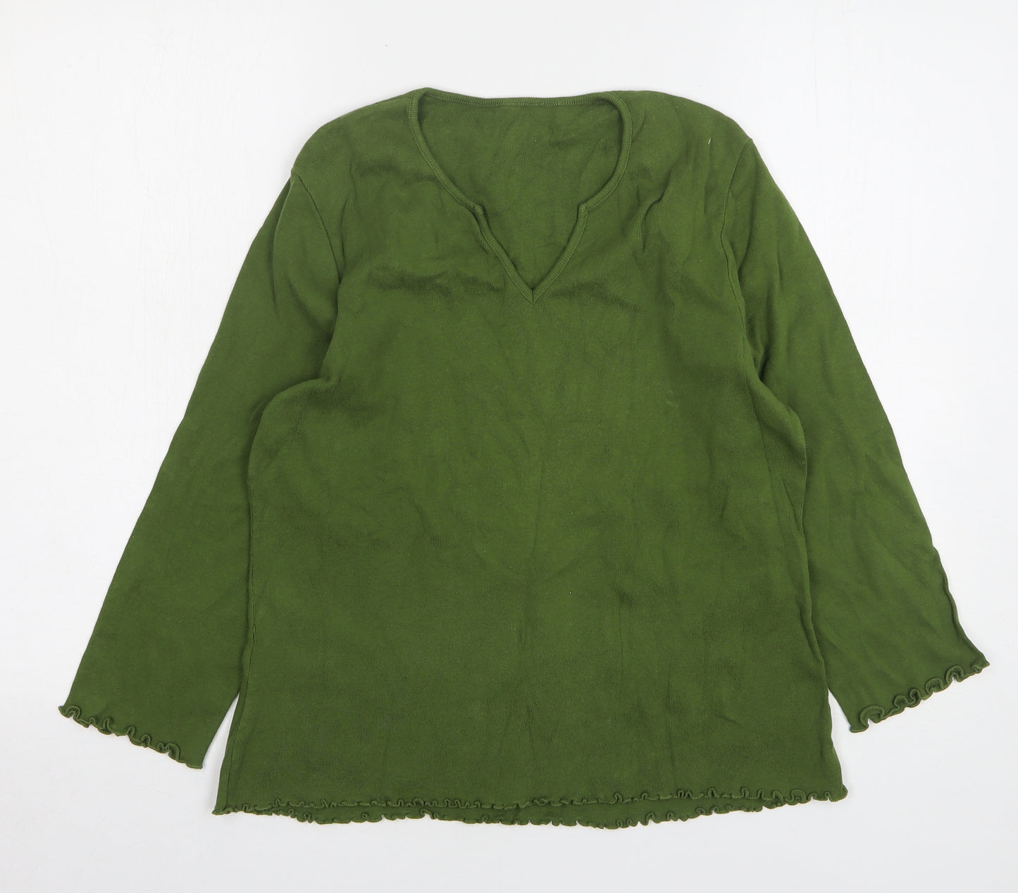 Dorothy Perkins Womens Green V-Neck Cotton Pullover Jumper Size 18